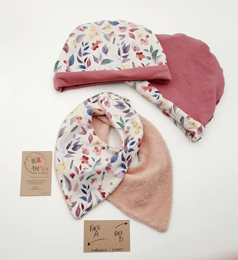 Ensemble bonnet bandana Jardin d'automne.webp