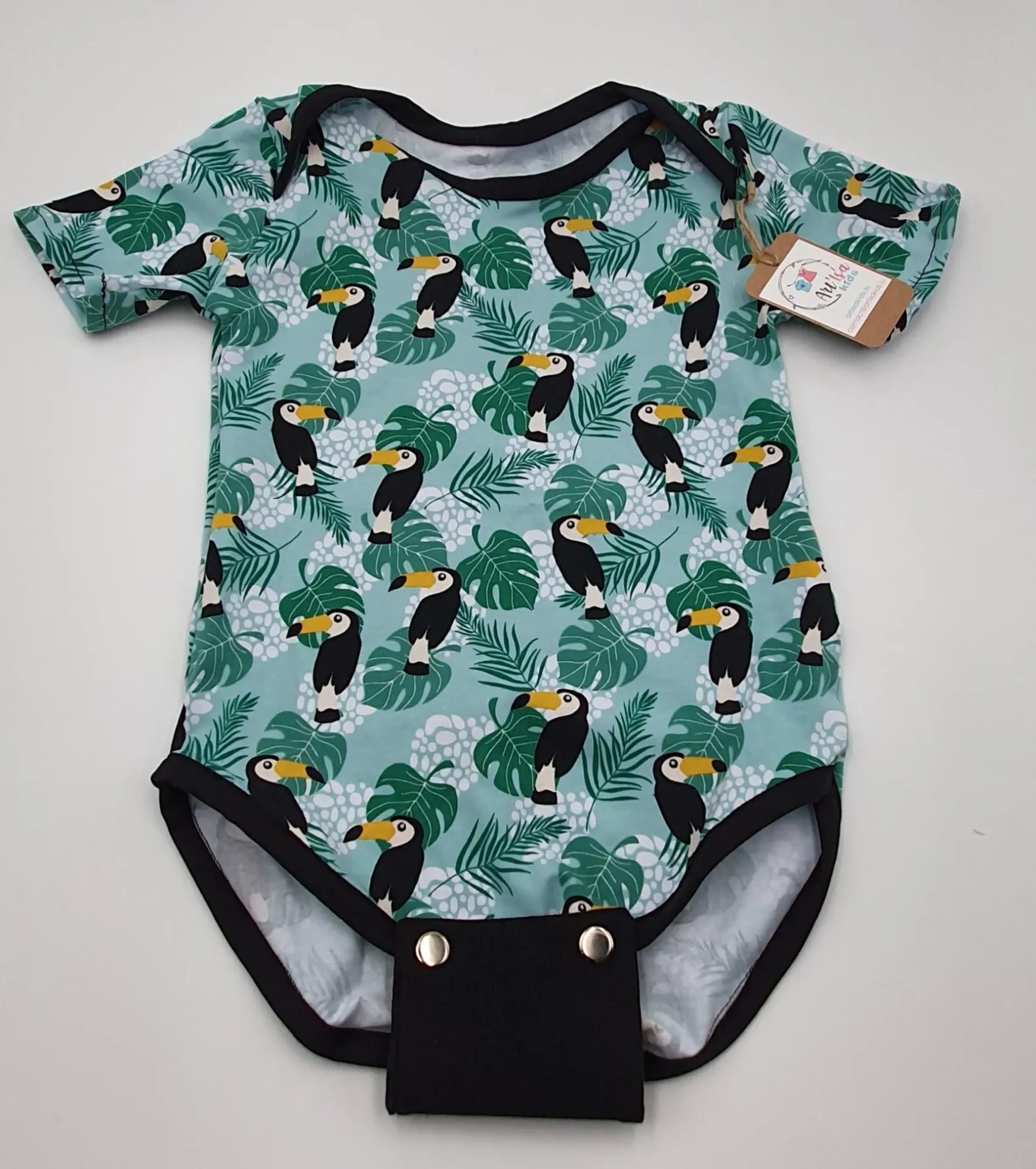 Body manches courtes TOUCANS VERTS (T1 (3-9M), Body sans l'extension)