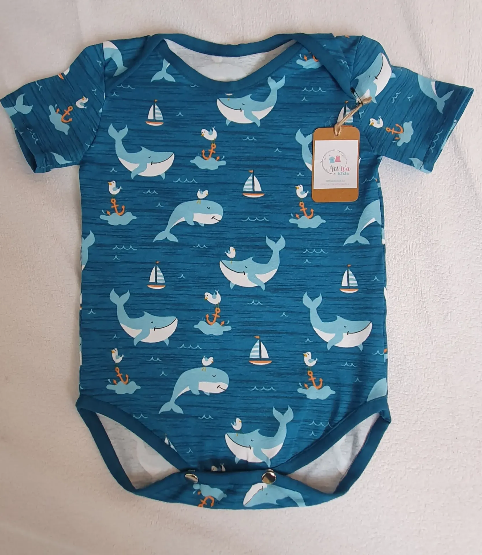 Body manches courtes BALEINES (T1 (3-9M), Body sans l'extension)