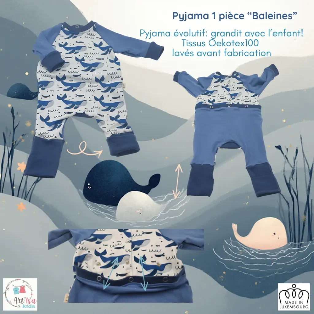 Pyjama 1 pièce BALEINES (T1 (0-3M))