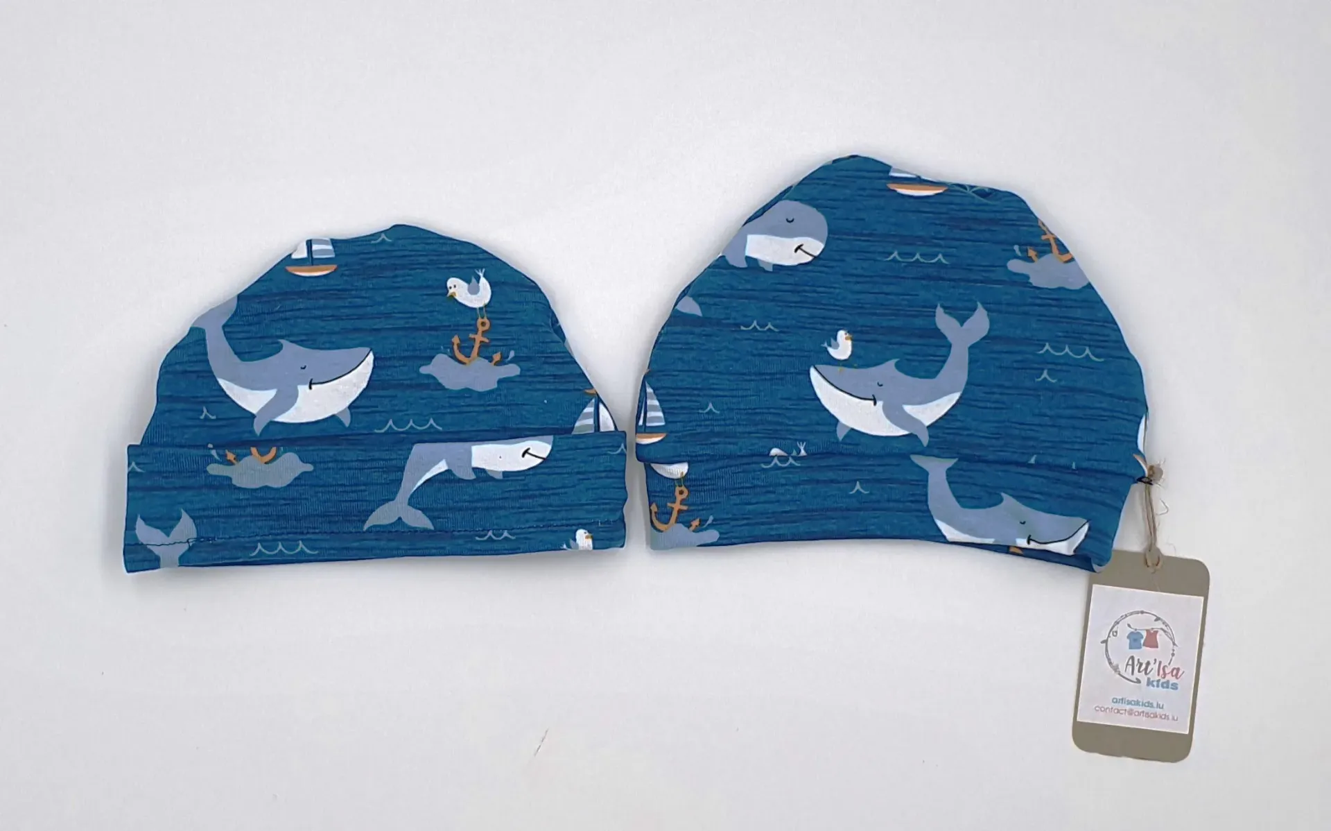 Bonnet léger (non réversible) BALEINES (Taille 0 (0-2M))