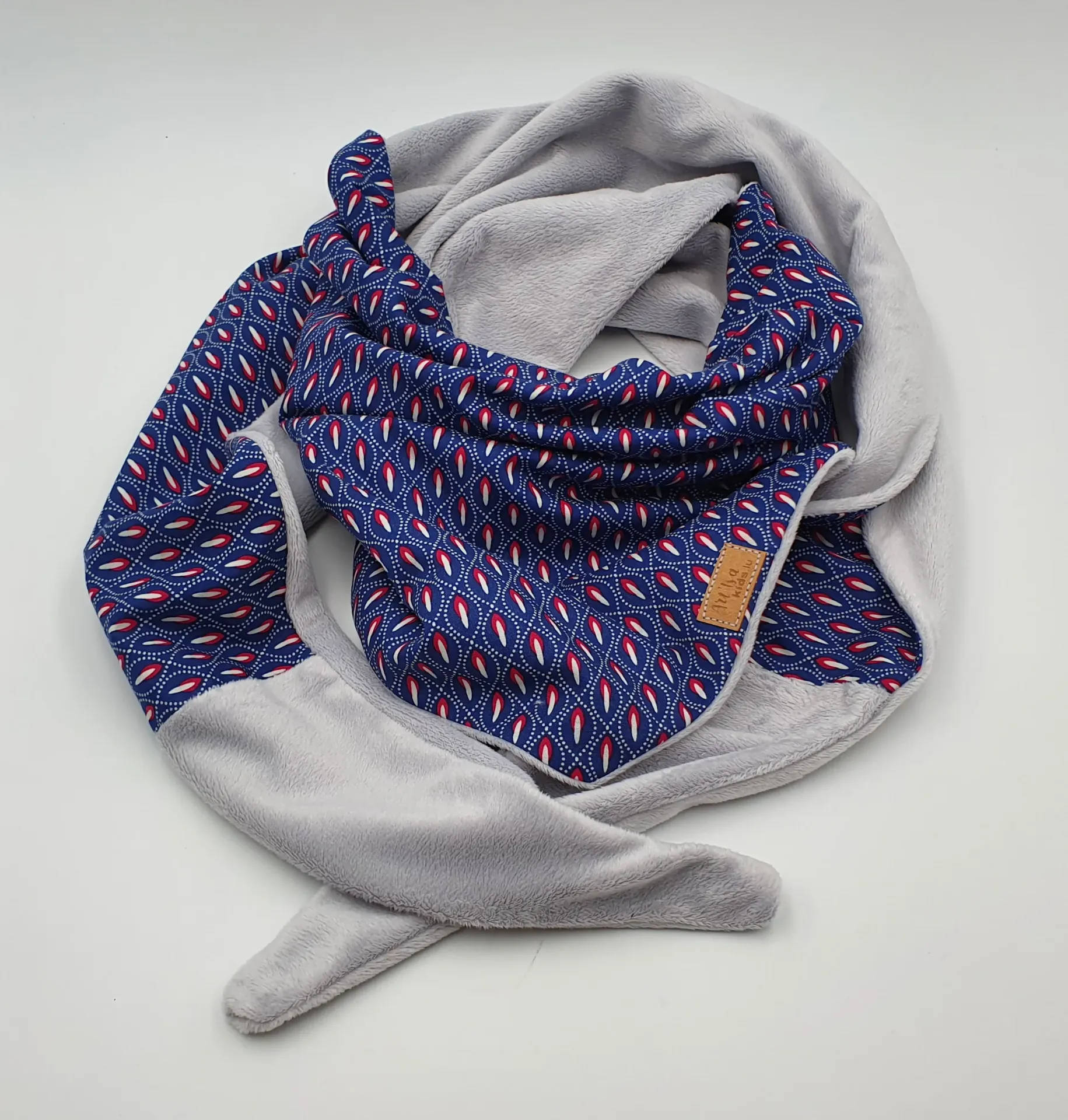 Foulard triangle coton/minky BLUE