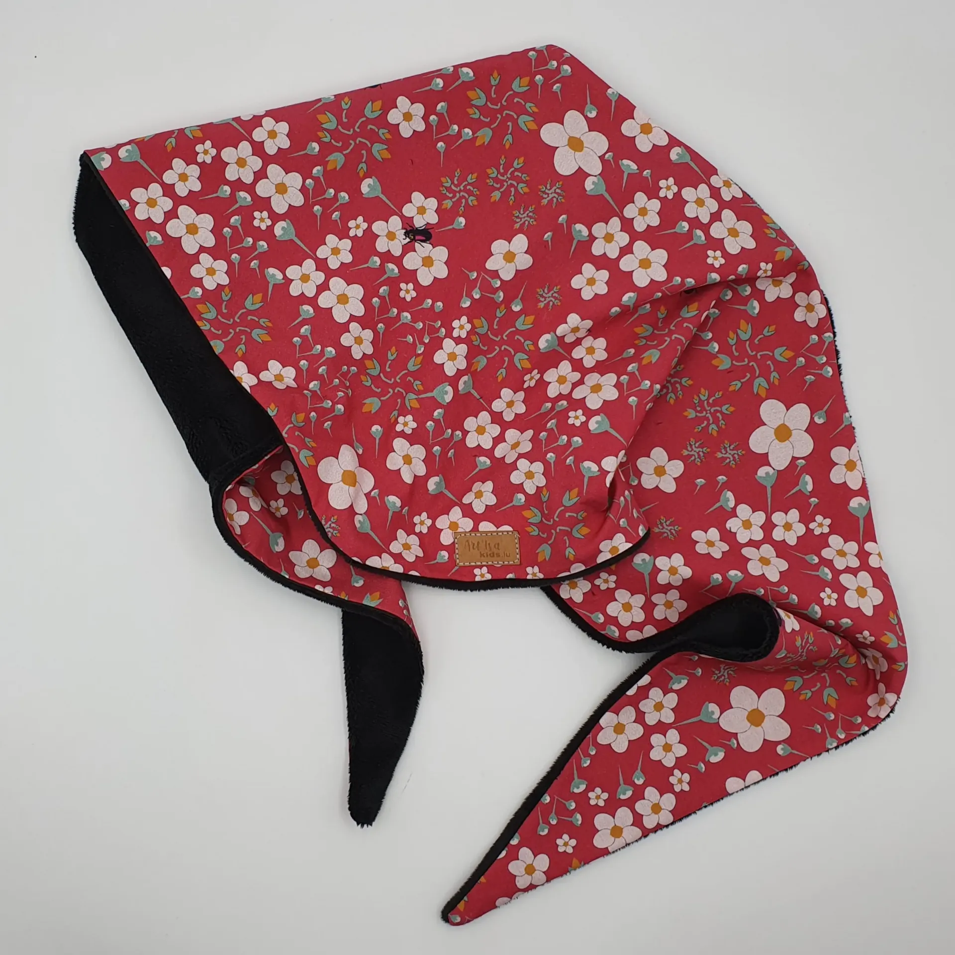 Foulard triangle coton/minky FLEURS & SCARABEES