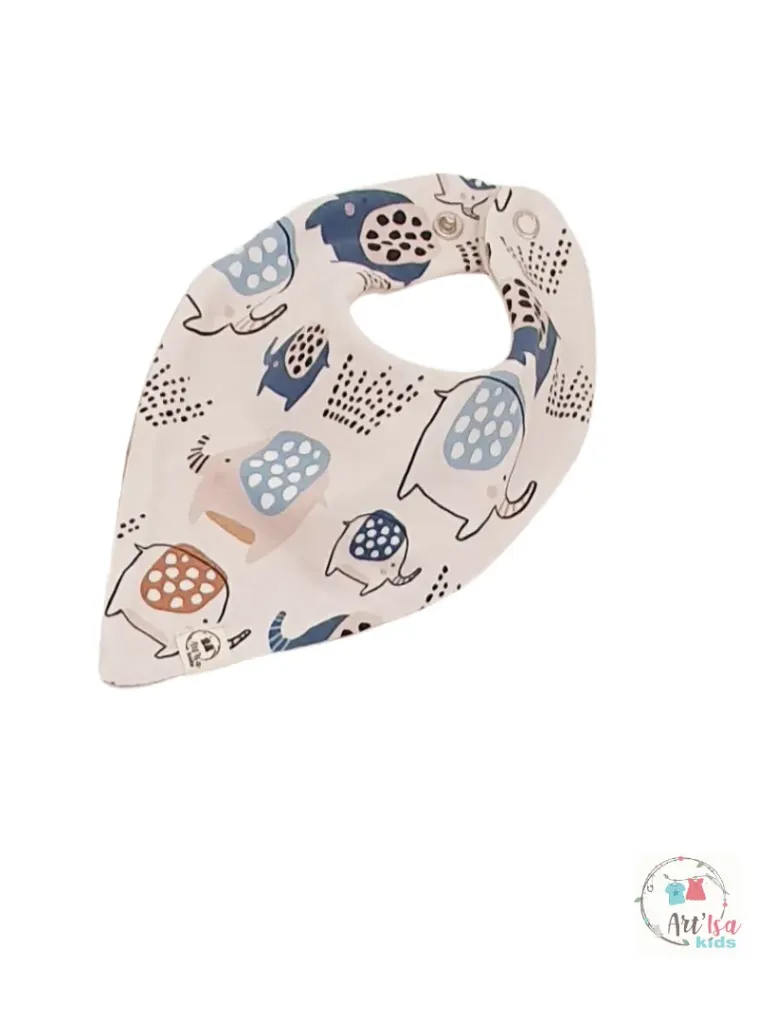 Bandana réversible léger ELEPHANTS BEIGES