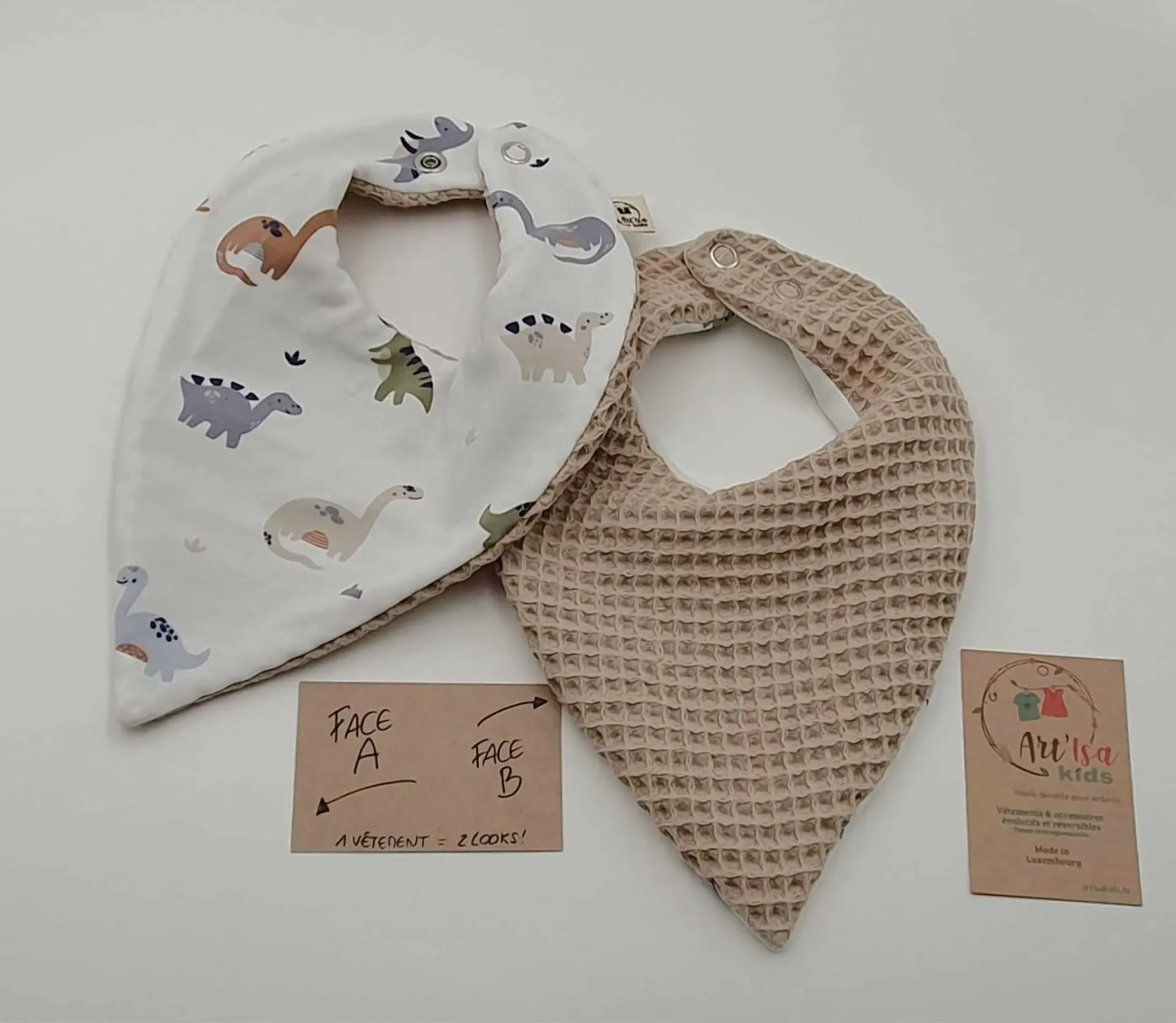 Bandana réversible absorbant DINOSAURES (T0 (0-12M))