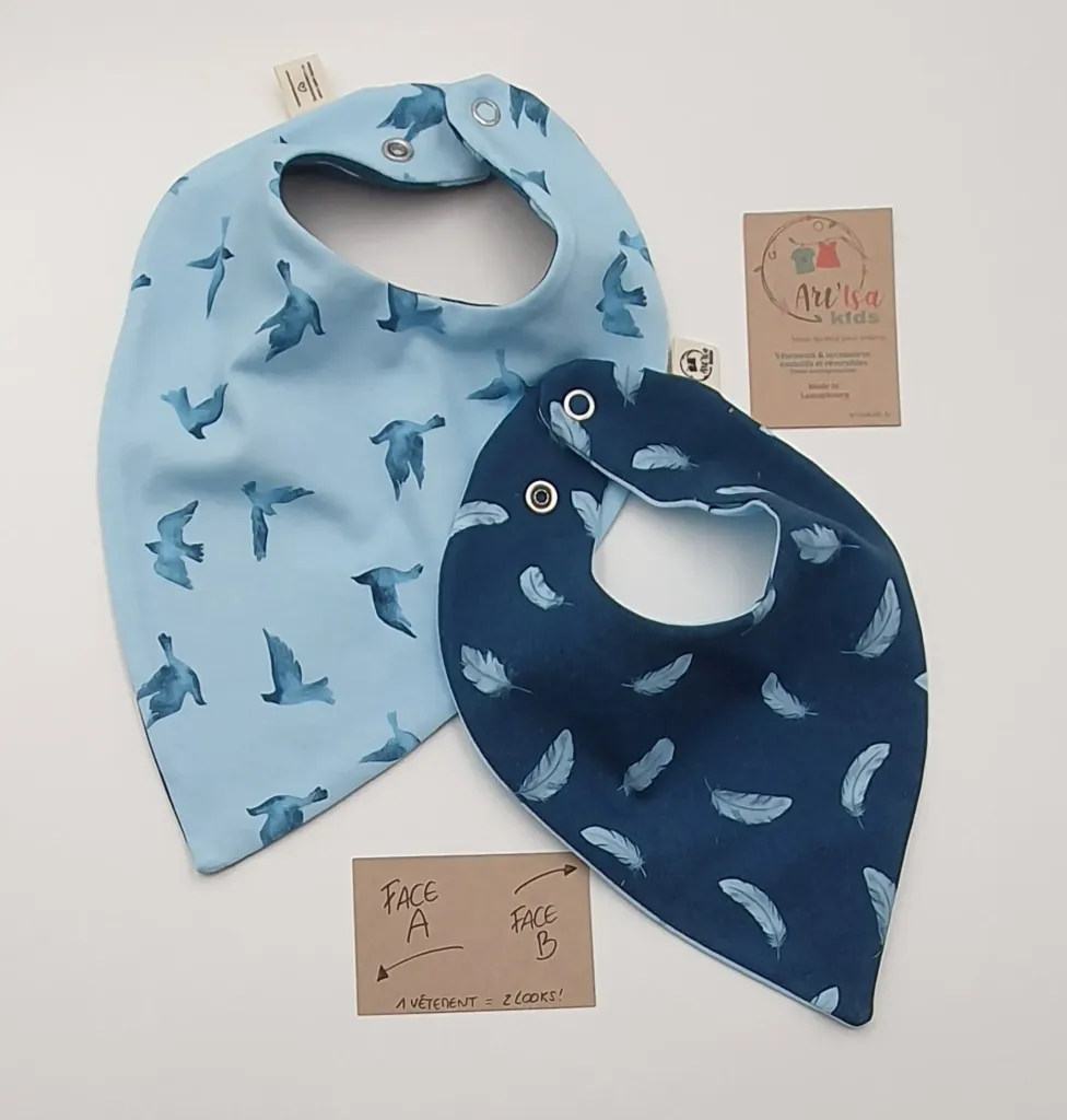 Bandana réversible léger OISEAUX BLEUS (T0 (0-12M))