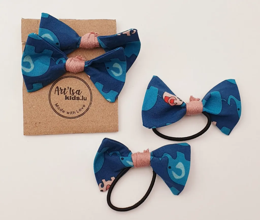 Paire d'élastiques ELEPHANTS BLEUS