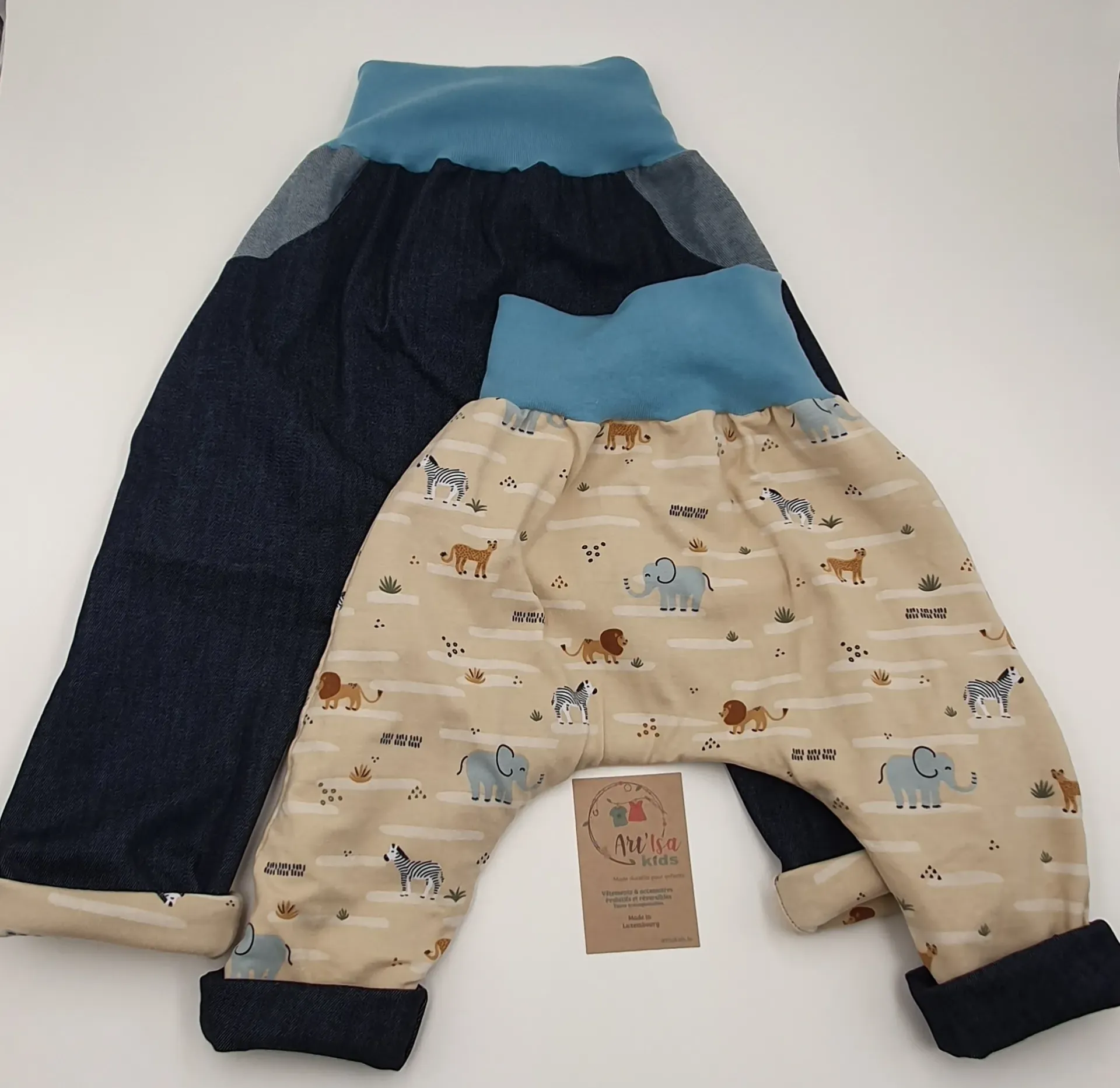 Sarouel réversible et évolutif JEANS/SAFARI (Taille 2 (6-12M))