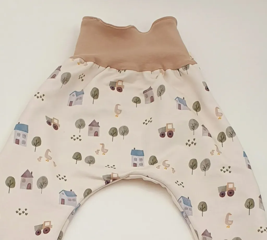 Sarouel réversible et évolutif (+écussons) JOLI VILLAGE (Taille 1 (3-9M))