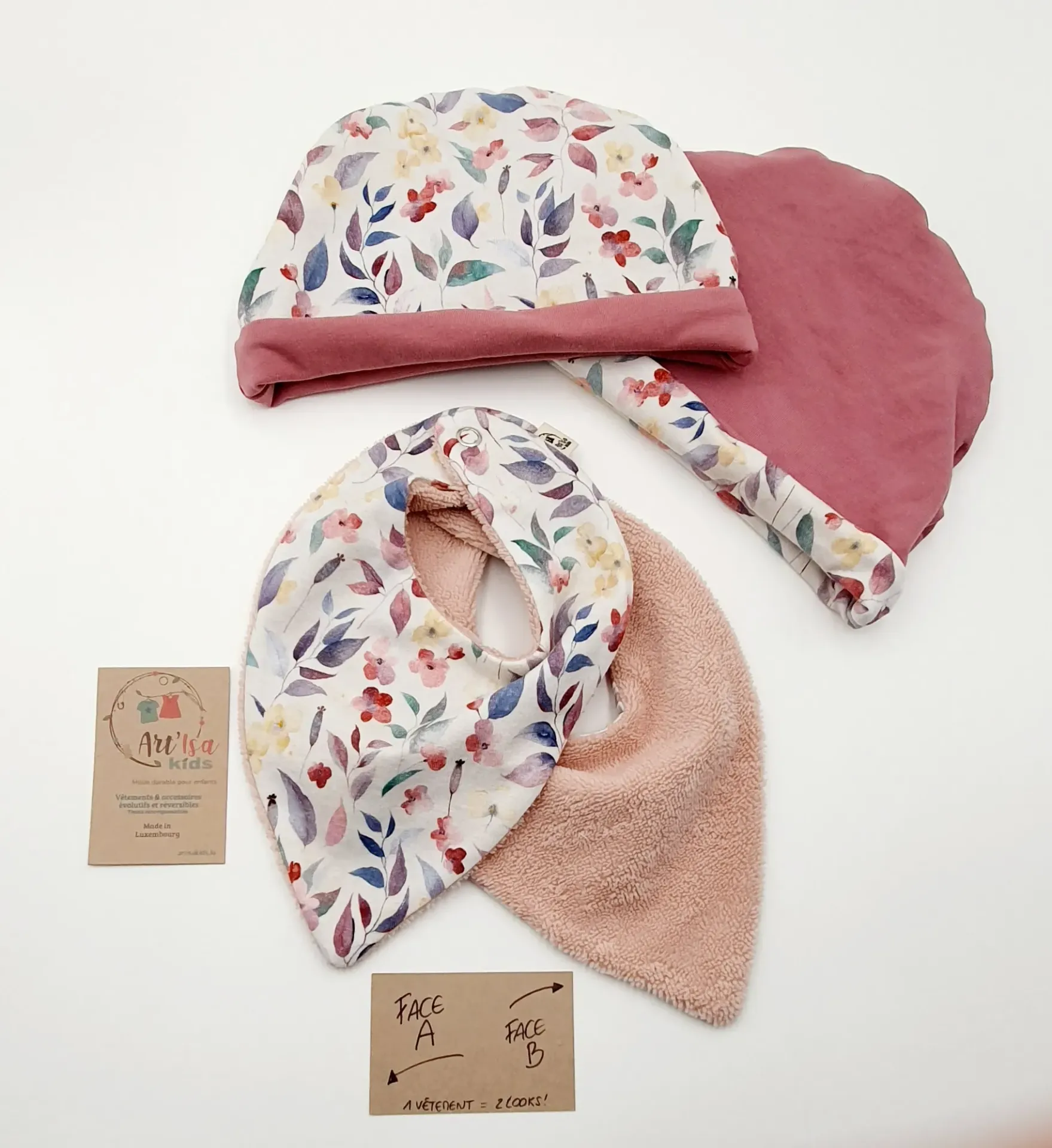 Ensemble bonnet + bandana absorbant JARDIN D'AUTOMNE