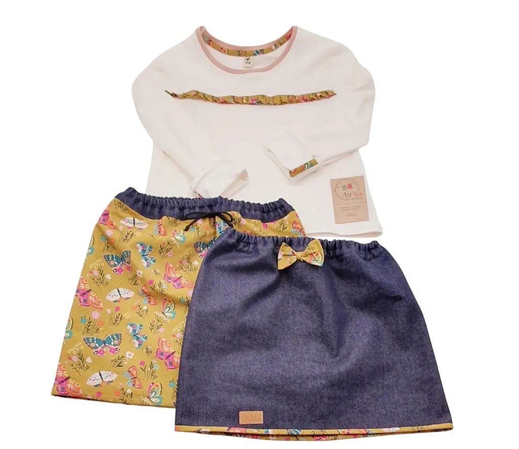 Ensemble PAPILLONS (jupe + t-shirt m.l)