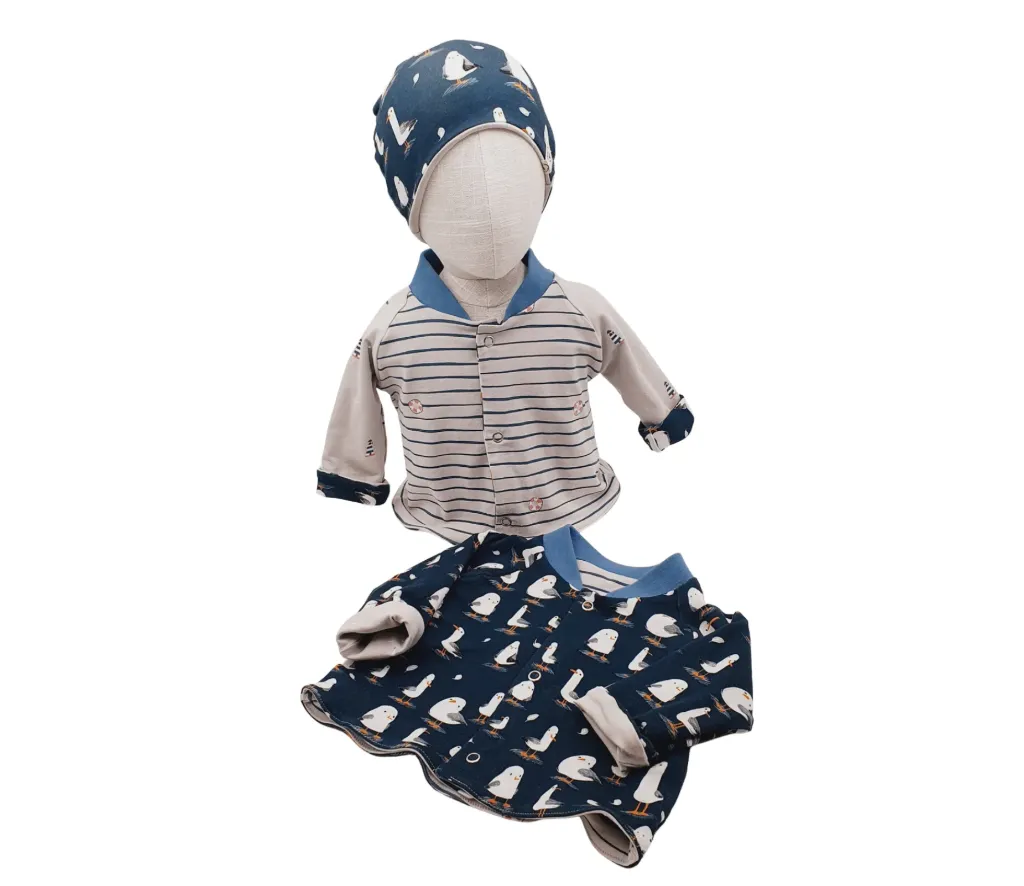 Gilet boutonné réversible MOUETTES (T1 (3-12M))