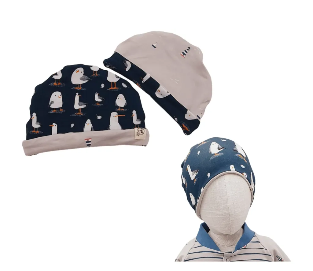 Bonnet réversible simple MOUETTES (Taille 0 (0-2M))