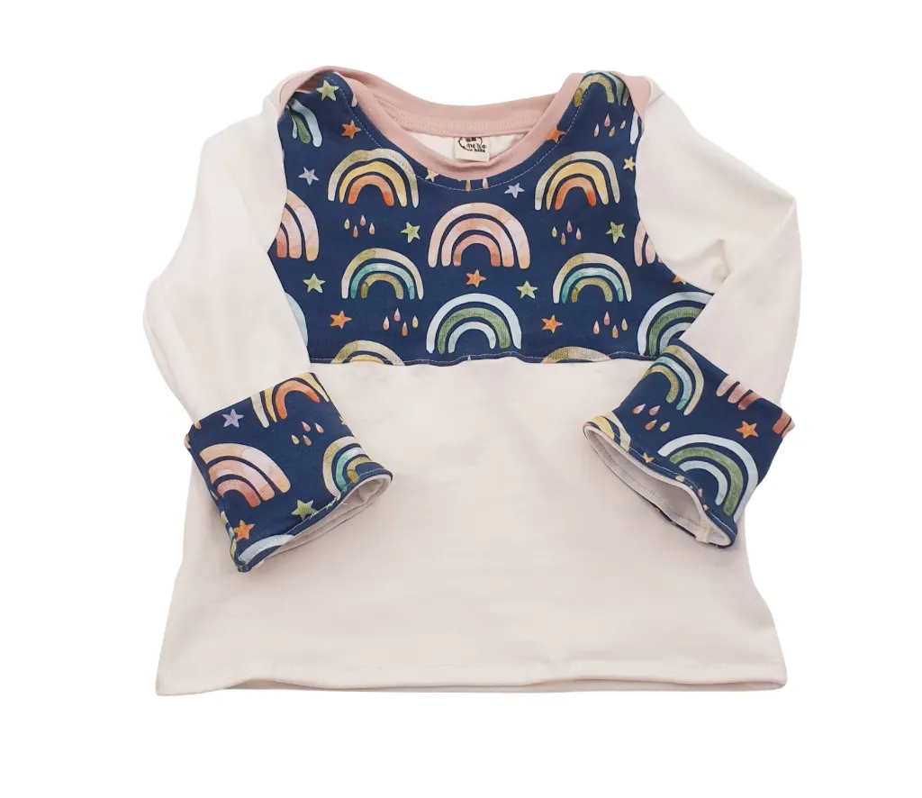 T-shirt col "US" manches longues ARCS EN CIEL (Taille 1 (3-9M))