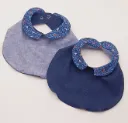 Bavoir chic col Claudine OISEAUX BLEUS réversible