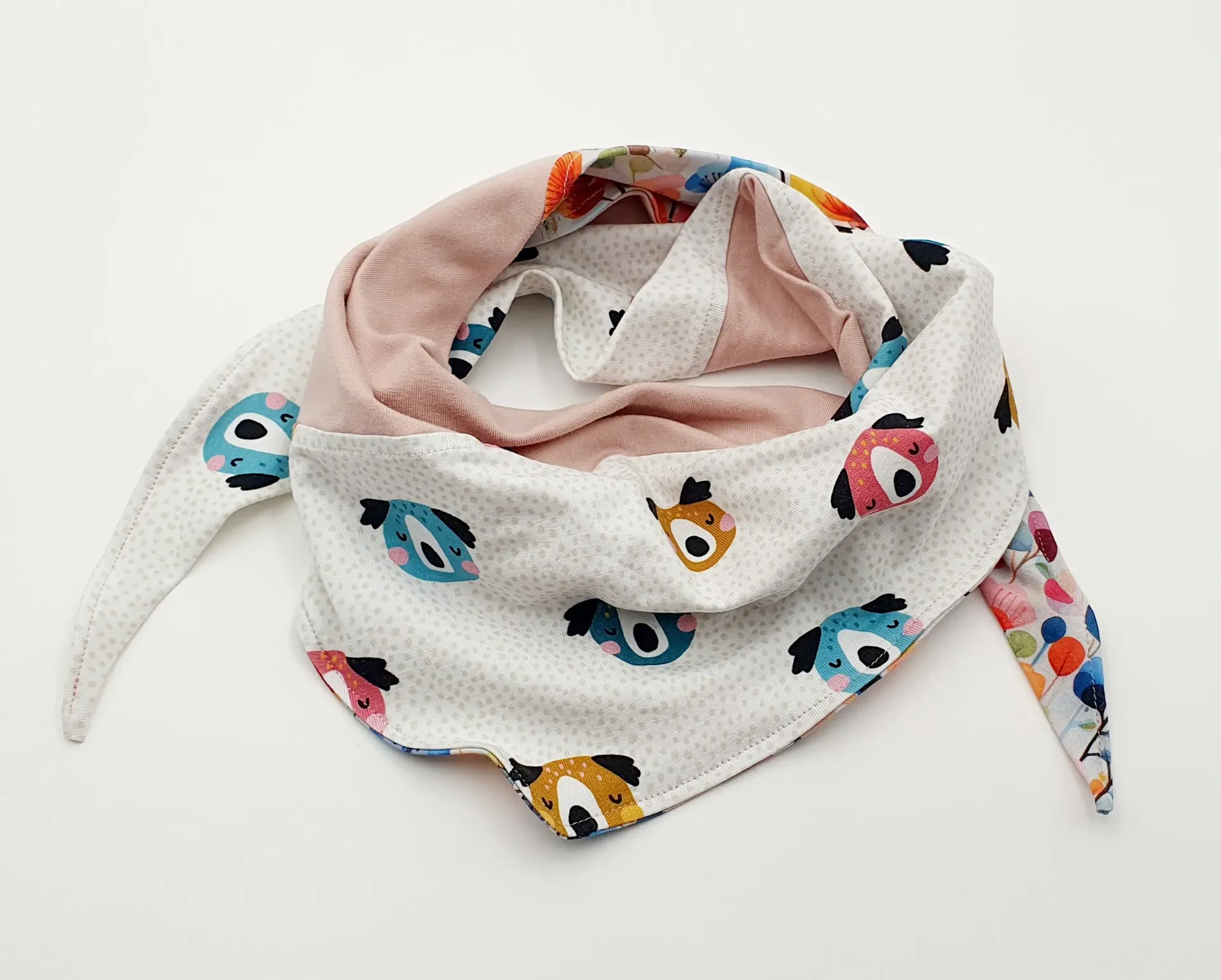Foulard triangle réversible jersey léger FLEURS & KOALAS (T1 (6-18M))