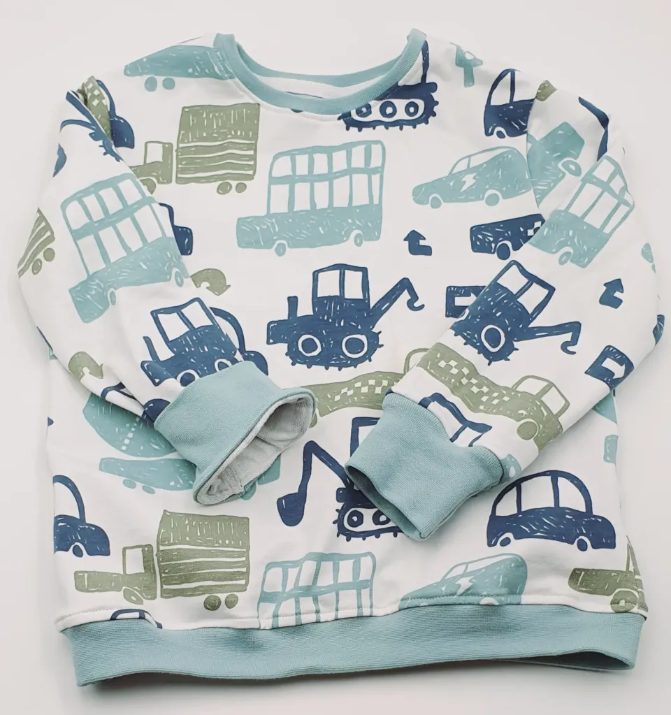 Pull col boutonné VOITURES, CAMIONS & CIE (T2 (1-2A))