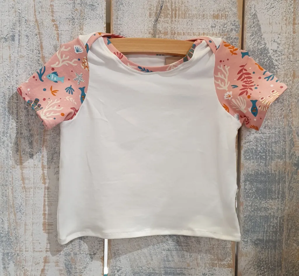 T-shirt col "US" manches courtes FONDS MARINS (Taille 1 (3-9M))