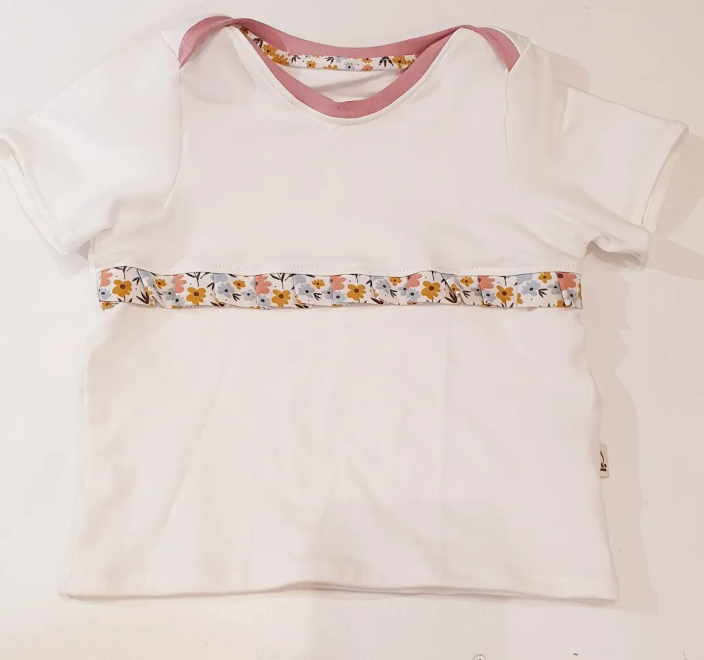 T-shirt col "US" manches courtes "Fleurs d'été " (Taille 1 (3-9M))