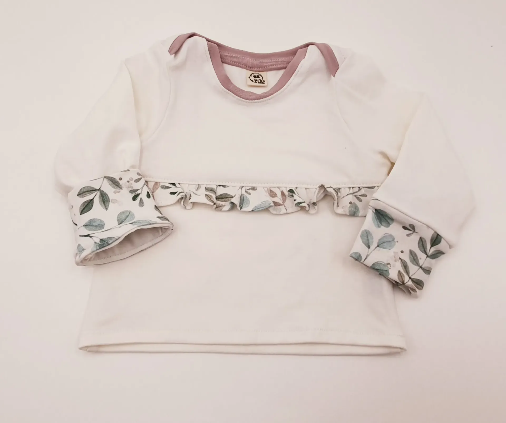 T-shirt col "US" manches longues FEUILLAGE (Taille 1 (3-9M))