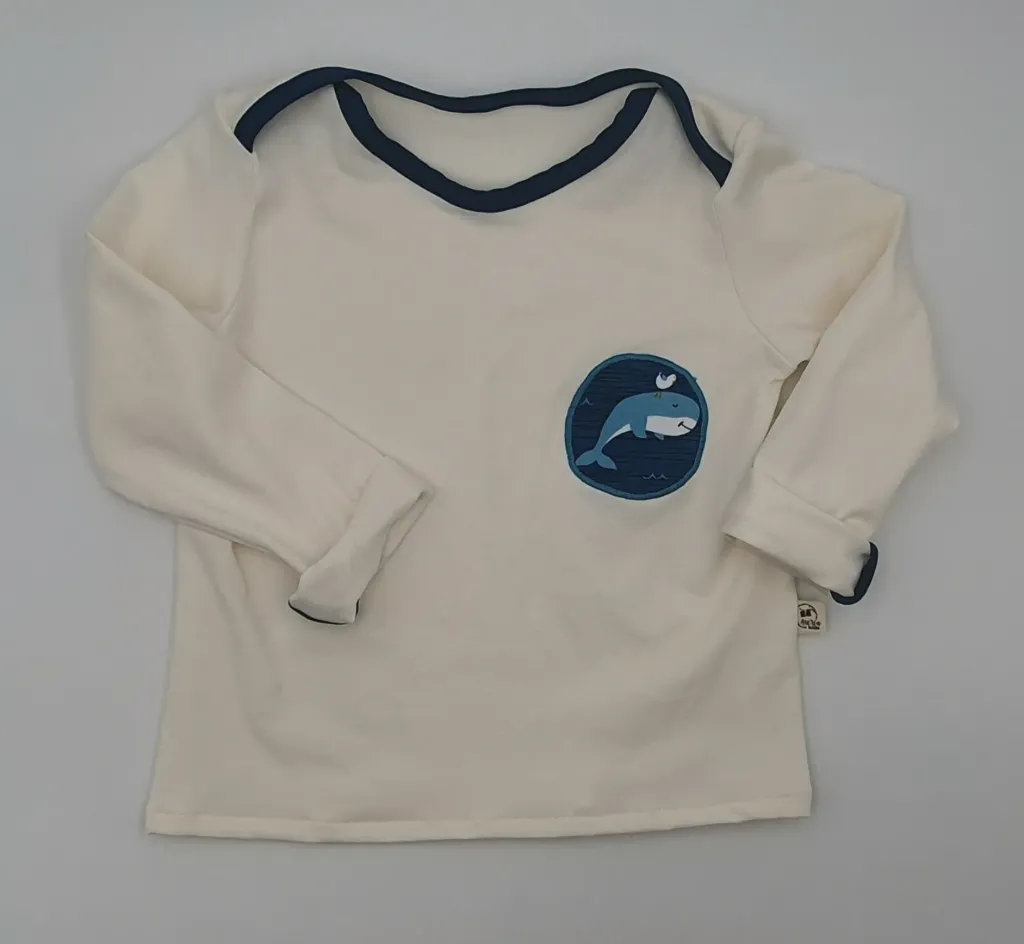 T-shirt col "US" manches longues BALEINES (Taille 1 (3-9M))