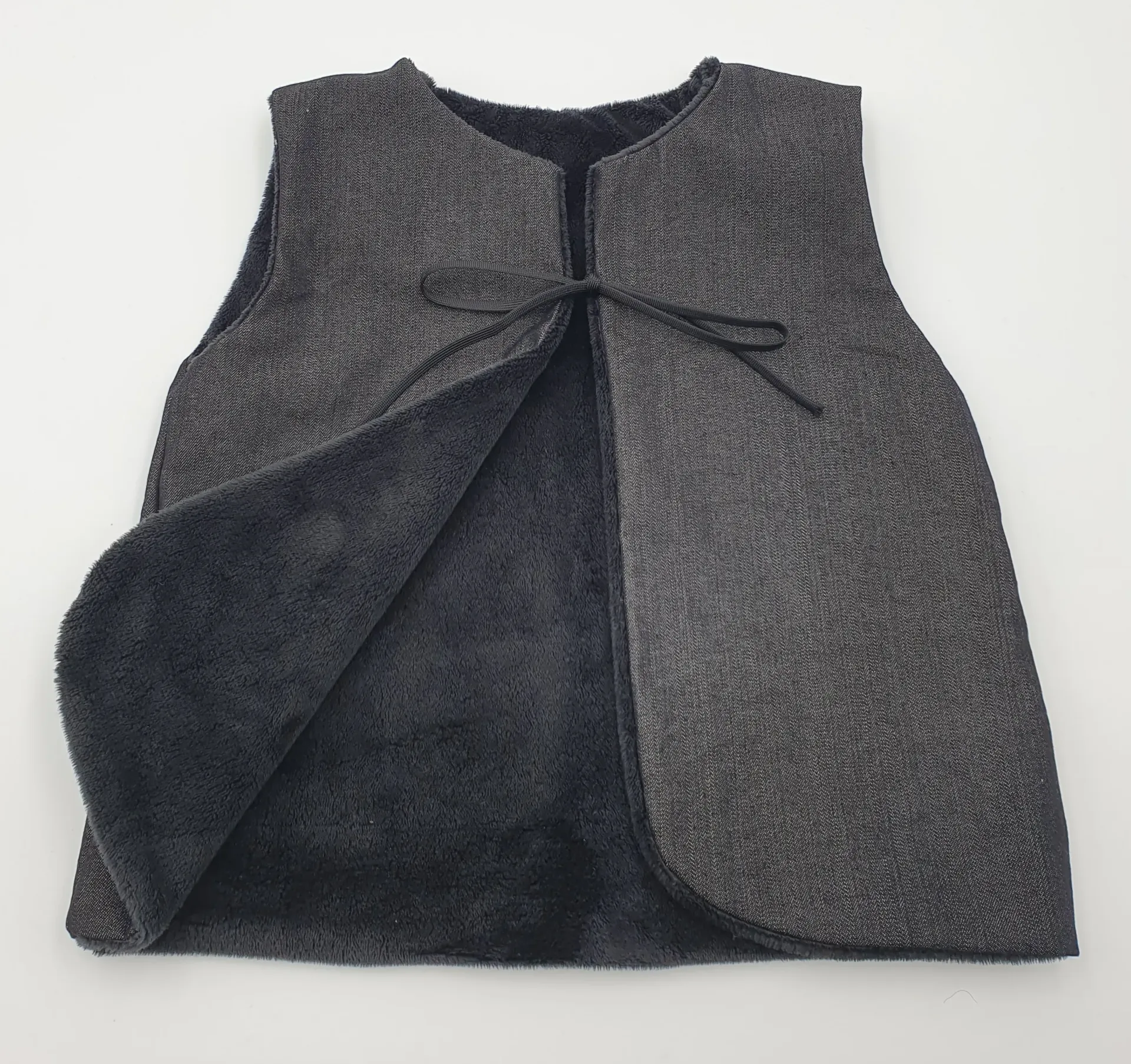 Gilet réversible sans manches mixte FOURRURE/JEANS NOIR (Taille 0 (0-9M))