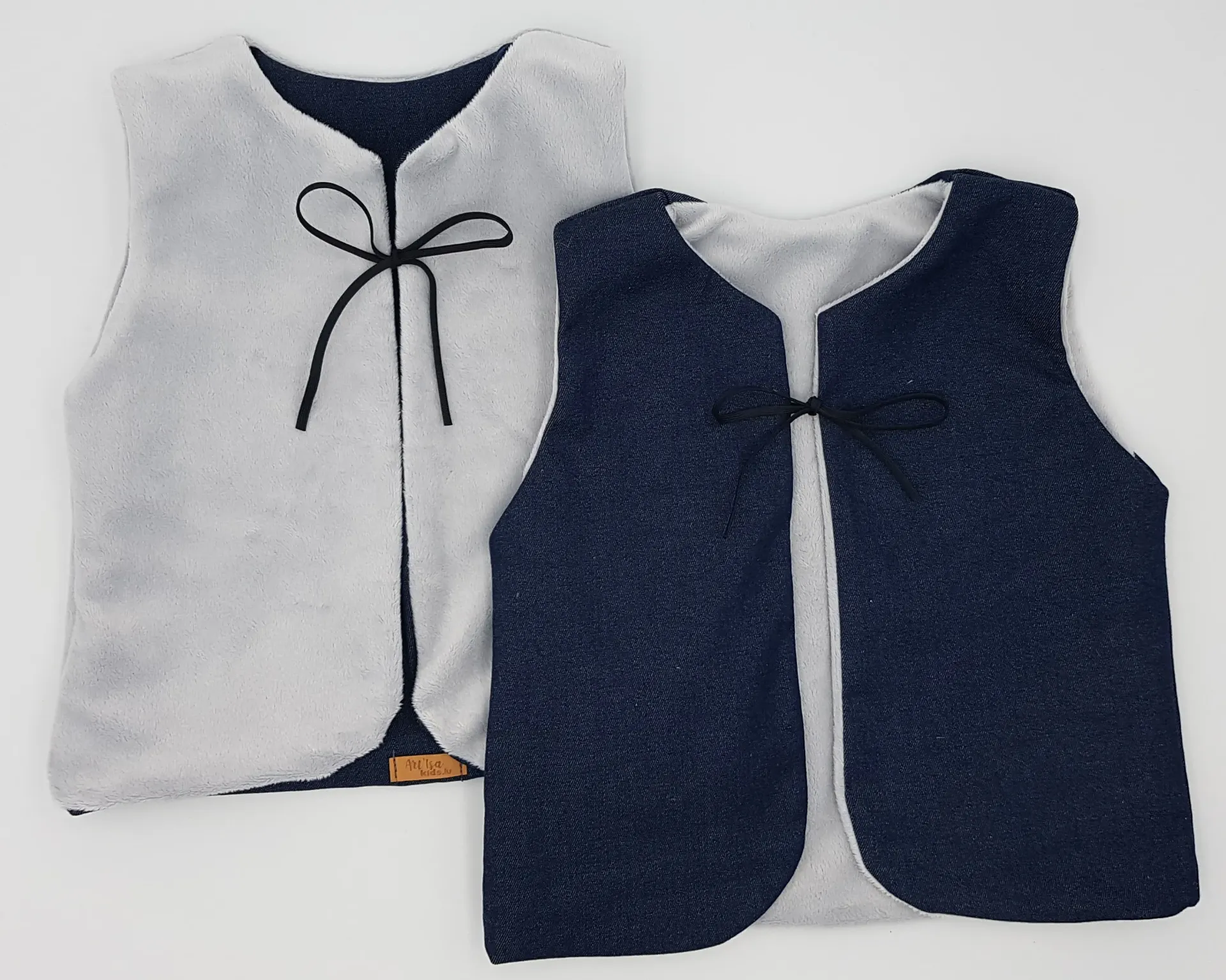 Gilet réversible sans manches mixte FOURRURE/JEANS BLEU (Taille 0 (0-9M))