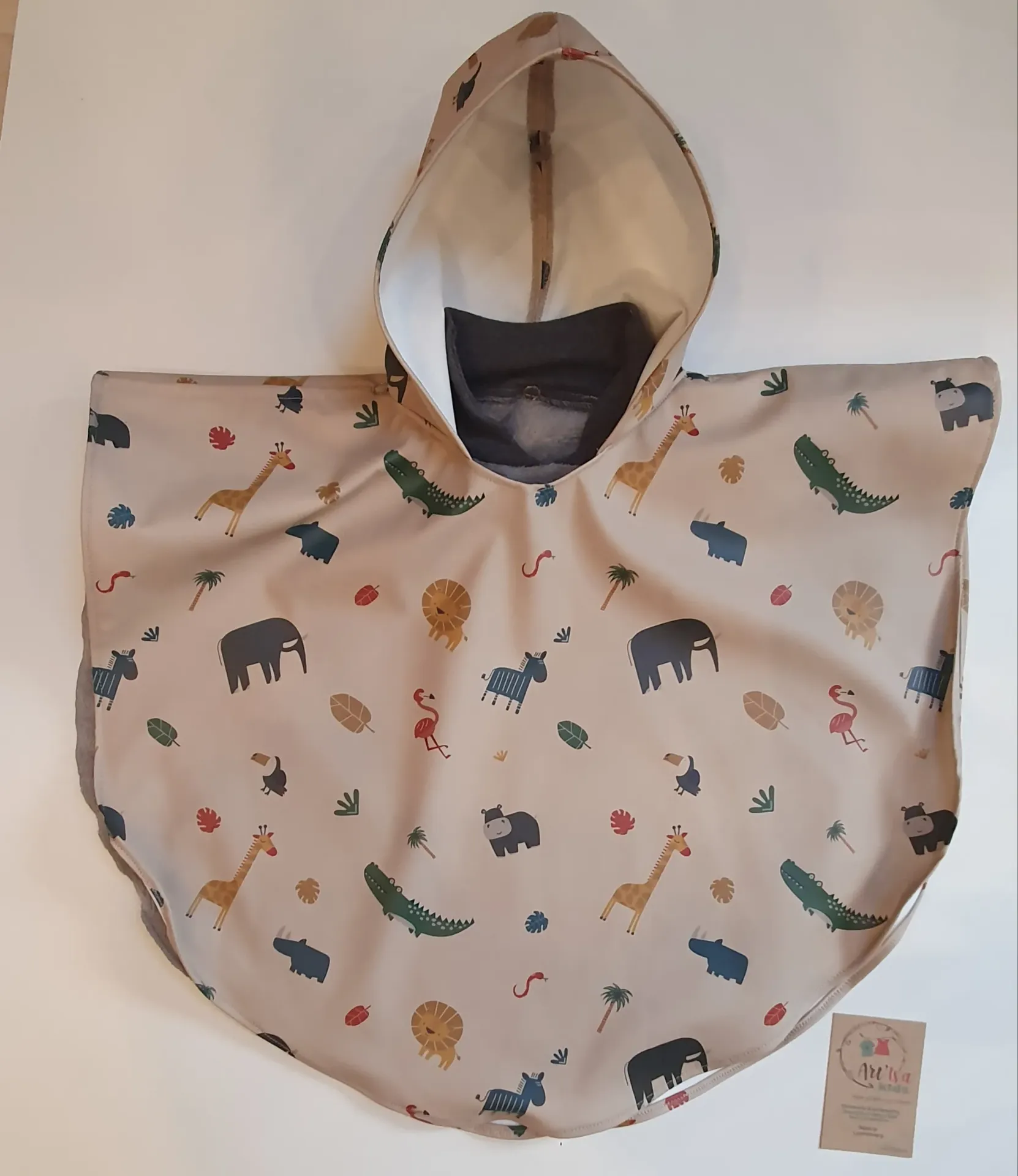 Cape pluie + sous-cape ANIMAUX BEIGES