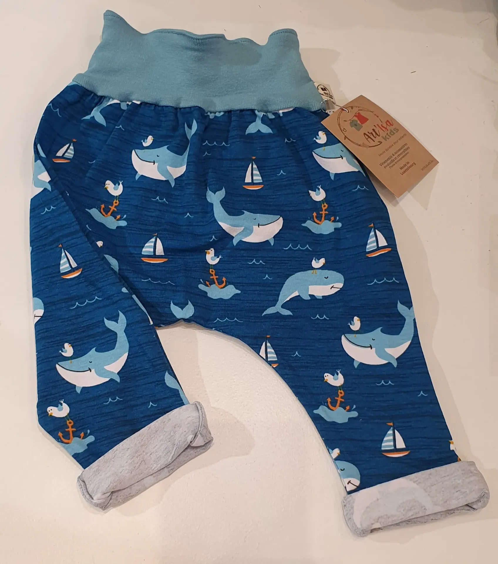 Sarouel léger (non réversible) BALEINES (Taille 0 (0-4M))