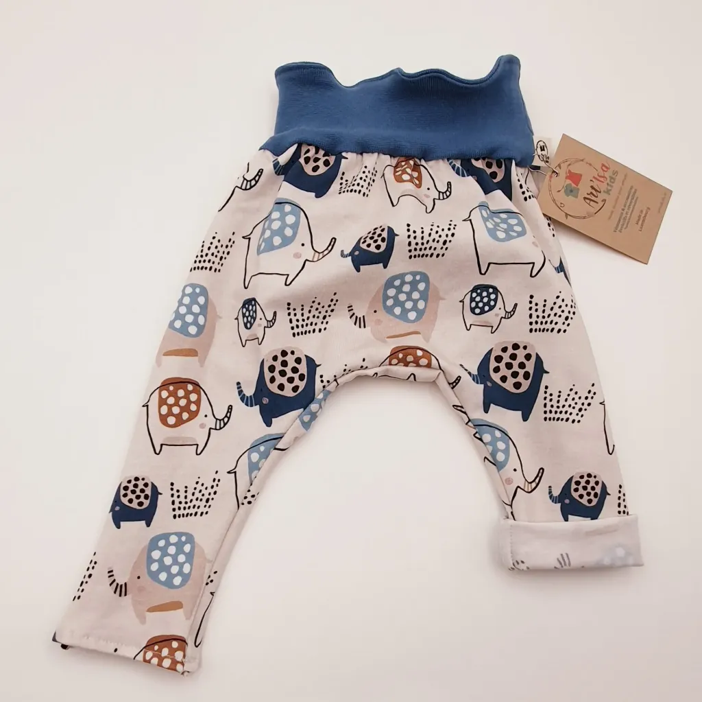 Sarouel léger (non réversible) ELEPHANTS BEIGES (Taille 0 (0-4M))