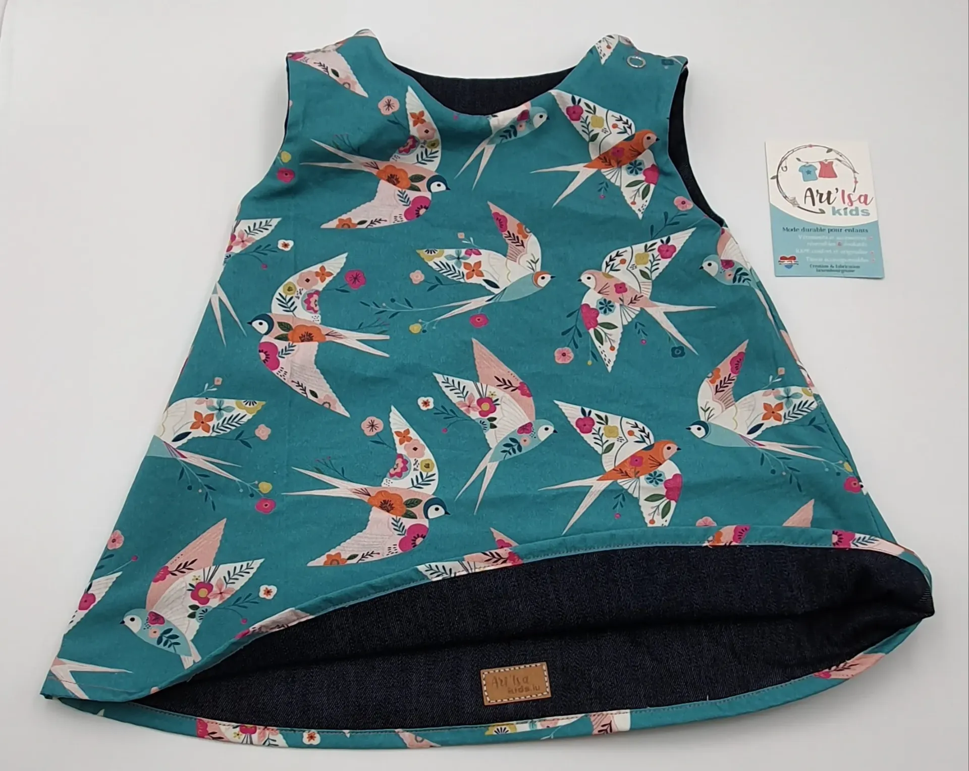 Robe chasuble réversible et évolutive HIRONDELLES (T1 (3-15M))