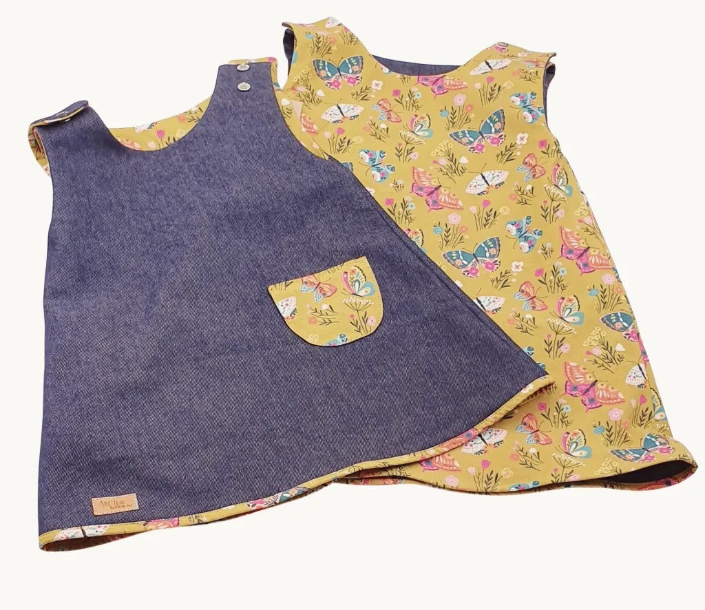 Robe chasuble réversible et évolutive PAPILLONS (T1 (3-15M))